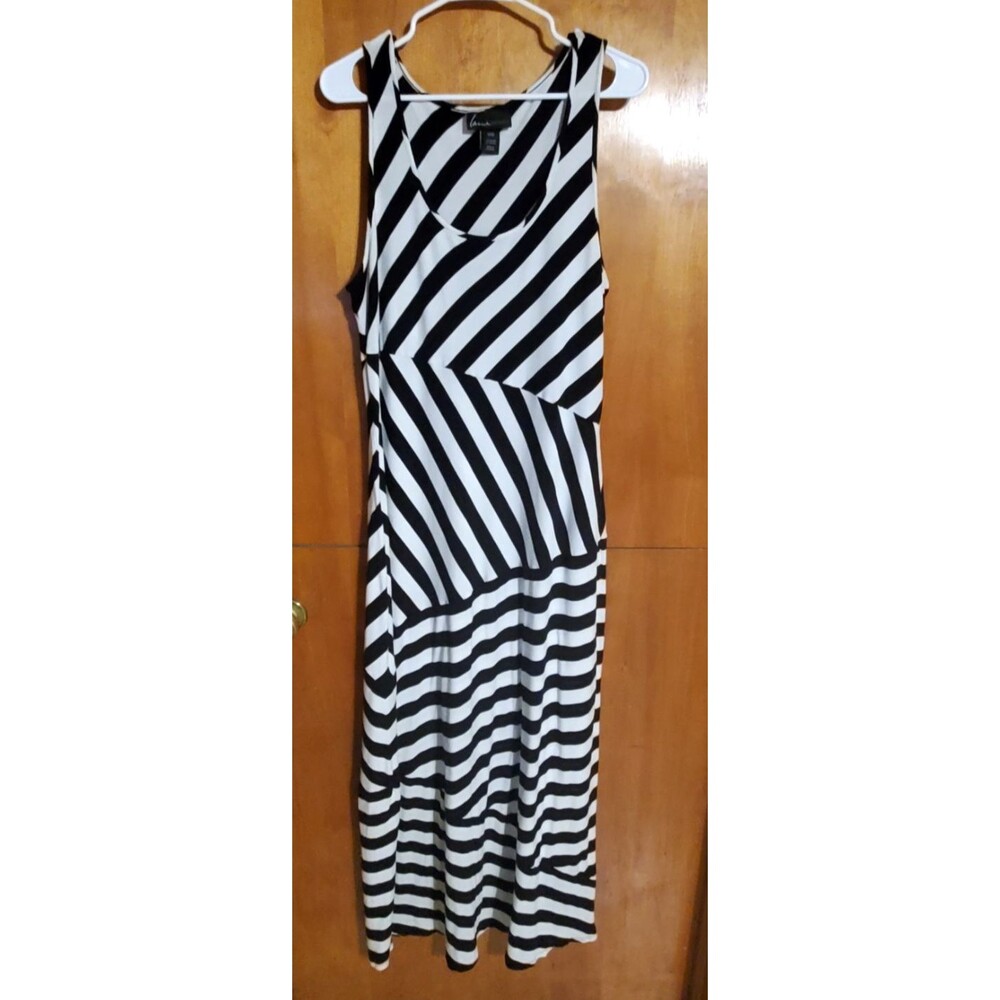 Lane Bryant Maxi Dress Women 18/20 Black & White Scoop Neck Striped Tank